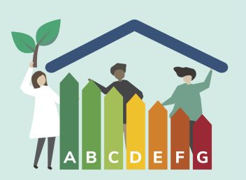People with a temperature scale illustration